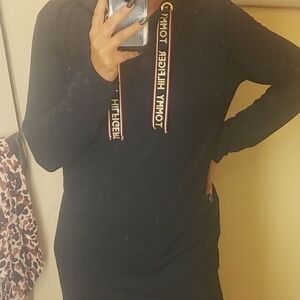 Tommy Hilfiger Navy Long Sleeve Shirtdress with Logo Detail Size L